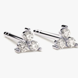 Trinity Diamond Stud Earrings Stunning Engagement Earring Gift Tiny Trio Diamond Earring - Jay Amar Gems