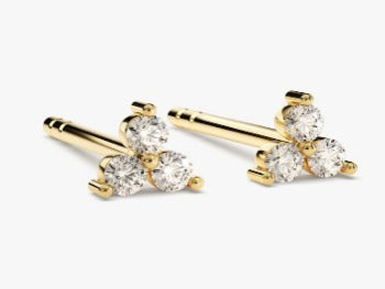 Trinity Diamond Stud Earrings Stunning Engagement Earring Gift Tiny Trio Diamond Earring - Jay Amar Gems