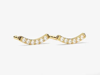 Curved Bar Delicated 14k Yellow Plated Promise Earring