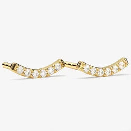Curved Bar Delicated 14k Yellow Plated Promise Earring