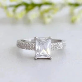 Princess Cut Accented Engagement Ring