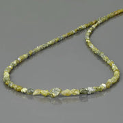 Yellow and green color rough diamond beads with natural gemstone styling For Necklace 