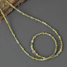 Yellow and green color rough diamond beads with natural gemstone styling For Necklace 