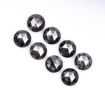 Round Rose Cut Salt & Pepper Natural Diamond