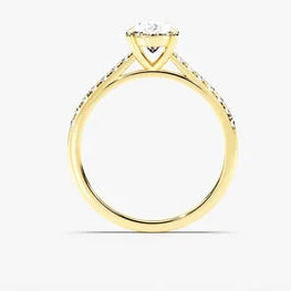 Pave Set Oval Cut Moissanite Engagement Ring / 14k Solid Gold Plated Simple Cathedral Engagement Ring / 1.5 CT  Promise Ring
