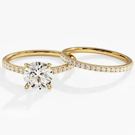 Round Cut Accented Ring Set