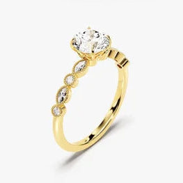 Art Deco Moissanite Engagement Ring / 14k Solid Gold Plated Vintage Promise Ring / 1 CT Unique Simulated Diamond Solid Gold Plated Ring