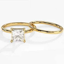 Princess Cut Solitaire Ring Set