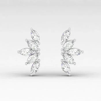 Delicate Sterling Silver Marquise Cut Earrings