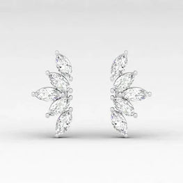 Delicate Sterling Silver Marquise Cut Earrings