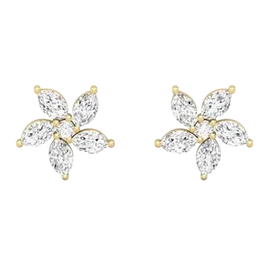 Marquise Flower Diamond Stud Earring Simulated Diamond Surprise Birthday Gift Earring