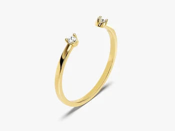 14k Solid Gold Plated Open Cuff Moissanite Wedding Band / Matching Bridal Set Ring Band for Women / Dainty Stacking Minimalist Ring for Her