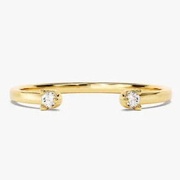 14k Solid Gold Plated Open Cuff Moissanite Wedding Band / Matching Bridal Set Ring Band for Women / Dainty Stacking Minimalist Ring for Her