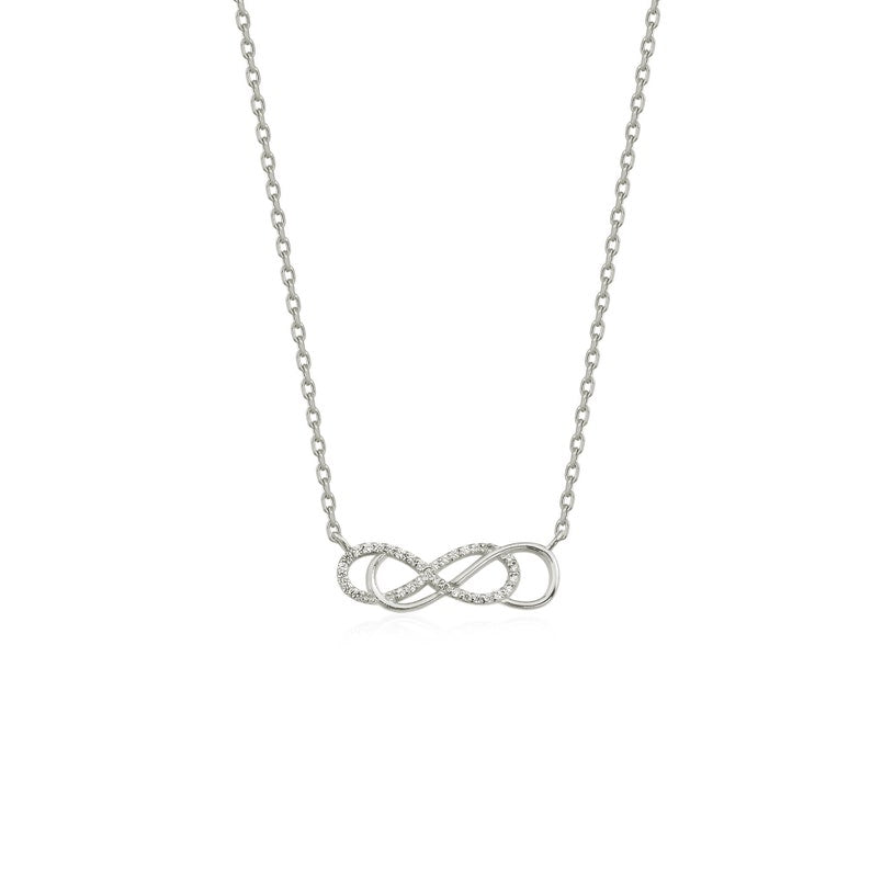 Cz Diamond Infinity Symbol Charm Necklace Minimalist Eternity Necklace For Anniversary Gift
