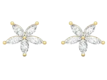 Marquise Flower Stud Sterling Silver Earrings