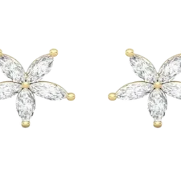 Marquise Flower Stud Sterling Silver Earrings