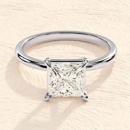 Princess Cut Engagement Ring in 14k Solid Gold Plated  / 1.50 CT Moissanite Engagement Ring / Princess Solitaire Moissanite Ring / Gold Plated Promise Ring