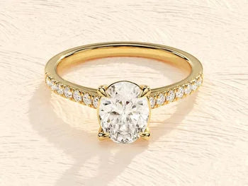 Oval Cut Moissanite Accented Ring