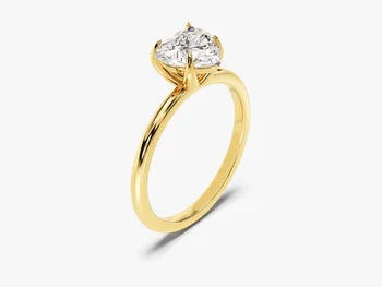 1.5 CT Heart Cut Solitaire Moissanite Engagement Ring / 14k Solid Gold Plated Dainty Engagement Ring / 4 Prong Solitaire Heart Moissanite Ring