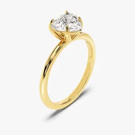 1.5 CT Heart Cut Solitaire Moissanite Engagement Ring / 14k Solid Gold Plated Dainty Engagement Ring / 4 Prong Solitaire Heart Moissanite Ring