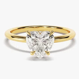 1.5 CT Heart Cut Solitaire Moissanite Engagement Ring / 14k Solid Gold Plated Dainty Engagement Ring / 4 Prong Solitaire Heart Moissanite Ring