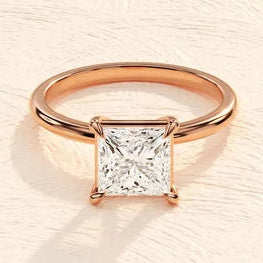 Princess Cut Engagement Ring in 14k Solid Gold Plated  / 1.50 CT Moissanite Engagement Ring / Princess Solitaire Moissanite Ring / Gold Plated Promise Ring