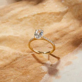 Oval Cut Moissanite Accented Ring