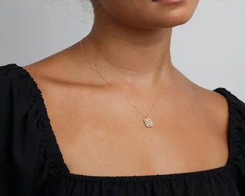 Baguette Cut Pave Anniversary Necklace