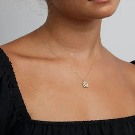 Baguette Cut Pave Anniversary Necklace