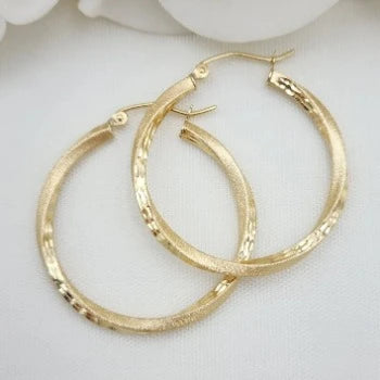 Two Textured Hoops Earrings