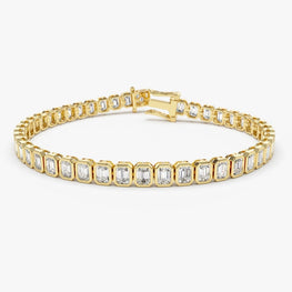 Bezel Tennis Bracelet 14k Yellow Gold Plated Stunning Bridal Handmade Jewelry