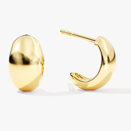 Dome Hoop Earrings 14k Yellow Gold Plated Chunky Hoops Earring For Her - Jay Amar Gems