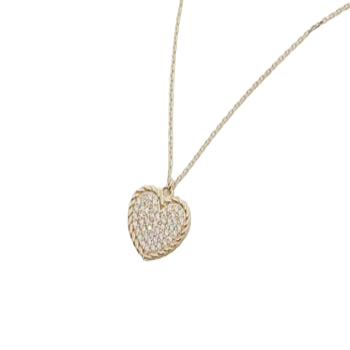 Heart Shape Pave Charm Necklace