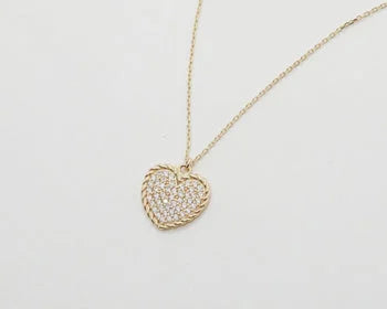 Heart Shape Pave Charm Necklace