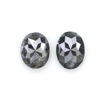 0.66 Ct Natural Loose Oval Salt And Pepper Diamond Black Grey Color Oval Shape Rose Cut Diamond