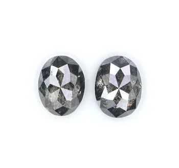 0.60 Ct Natural Loose Oval Salt And Pepper Diamond Black Grey Color Oval Shape Rose Cut Diamond
