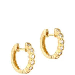 Round Cut Dainty Huggie Earrings