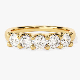 U-Prong Five Stone Moissanite Wedding Band (1 ct tw) / Five-Stone Moissanite Wedding Band / Five-Stone Moissanite Anniversary Ring for Women - Jay Amar Gems