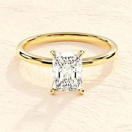 4-Prong Radiant Cut Engagement Ring in 14k Solid Gold Plated / 1.5 CT Moissanite Engagement Rings/Solitaire Moissanite Ring/Gold Plated Promise Ring