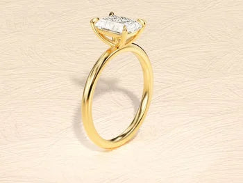 4-Prong Radiant Cut Engagement Ring in 14k Solid Gold Plated / 1.5 CT Moissanite Engagement Rings/Solitaire Moissanite Ring/Gold Plated Promise Ring