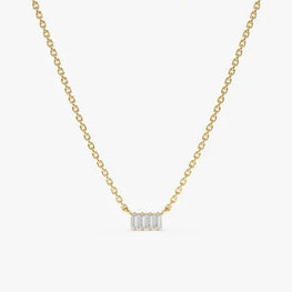 Baguette Cut Delicated Sterling Silver Necklace