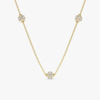 Delicated Diamond Ball Sterling Silver Necklace