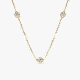 Delicated Diamond Ball Sterling Silver Necklace