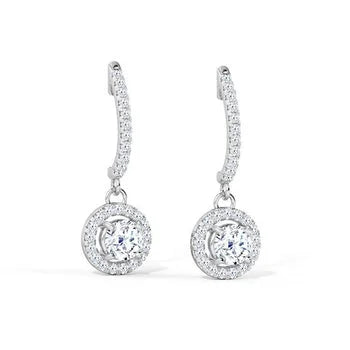 Stunning  Round Halo Dangle Earrings