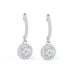 Stunning  Round Halo Dangle Earrings