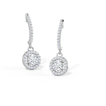 Stunning  Round Halo Dangle Earrings