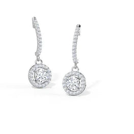 Stunning  Round Halo Dangle Earrings
