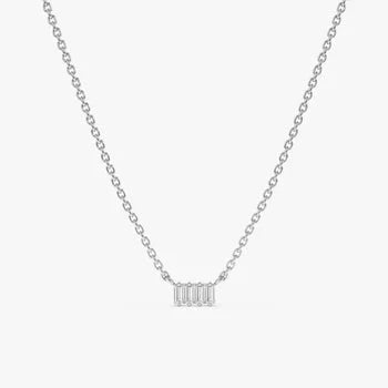 Baguette Cut Delicated Sterling Silver Necklace