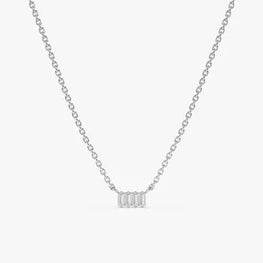 Baguette Cut Delicated Sterling Silver Necklace