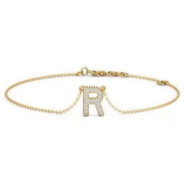 Initial Letter "R" Dainty Bracelet